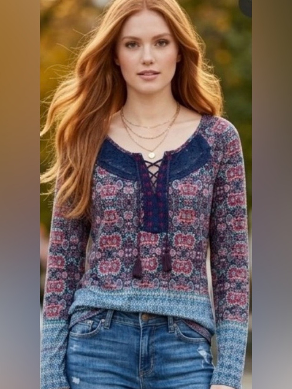 Vintage America Blues Boho Tunic Peasant Blouse  bundle 4 for $20 under $9
